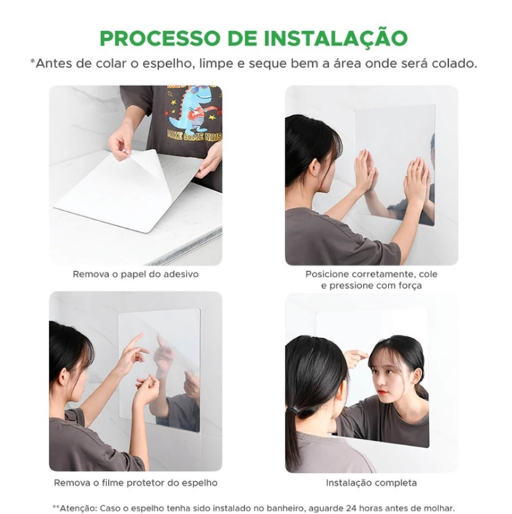 Espelho Adesivo Autocolante Acrílico Flexível 30x40cm