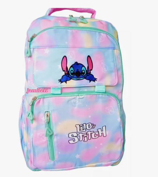 Mochila Stitch Luxo Escolar Grande Juvenil Com Lindo Brinde