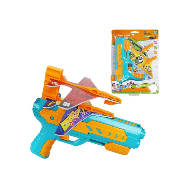 Pistola Arma Criança Lança Avião 16cm Color Brinquedo