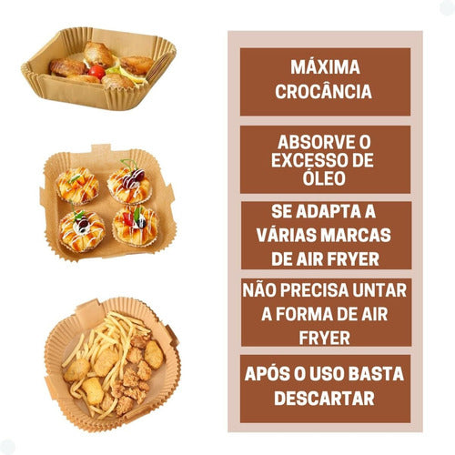 Forma Descartável Quadrada Air Fryer/fritadeira 20cm 50u